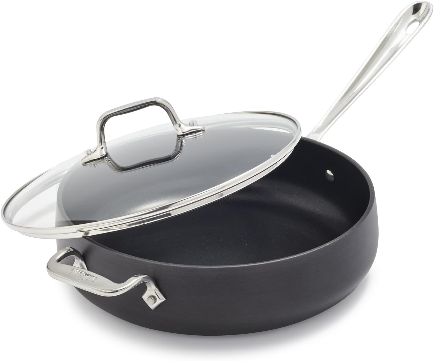 All-Clad HA1 Hard Anodized Nonstick Sauté Pan 4 Quart Induction Oven Broiler Safe 500F Pots and Pans, Cookware Black