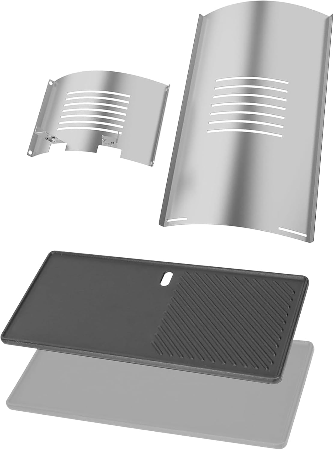 BQMAX Flame Broiler Kit Replacement Parts for Pit Boss Pellet Grill PB820, PB850 Series, Flame Broiler Slide Cover and Bottom & Cast Iron Griddle for Pit Boss 820D3 PitBoss Replacement Parts