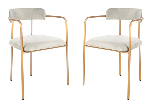 Safavieh Camille Modern Gray/Gold Velvet Accent Chair
