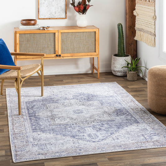 Livabliss Kemer 9 x 12 (ft) Loomed Gray Rectangular Indoor Medallion Vintage Machine washable Pet Friendly Area rug