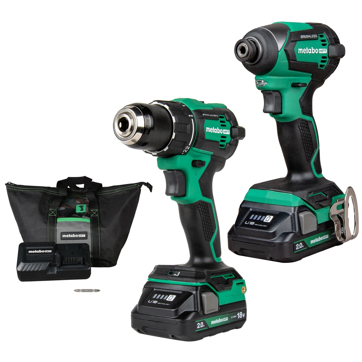 Metabo HPT MultiVolt 18-volt 2-Tool Brushless Power Tool Combo Kit with Soft Case (2-Batteries Included and Charger Included) KC18DEXQBM