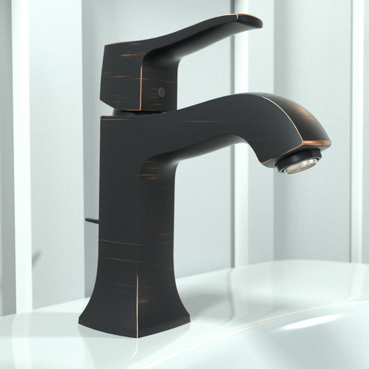 Hansgrohe Metris C Rubbed bronze Single hole 1-handle WaterSense Low-arc Residential Handle Bathroom Sink Faucet with Drain