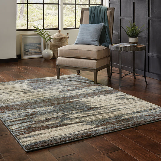 Archer Lane Ankara 6 x 9 (ft) Loomed Blue Rectangular Indoor Abstract Bohemian/Eclectic Pet Friendly Area rug