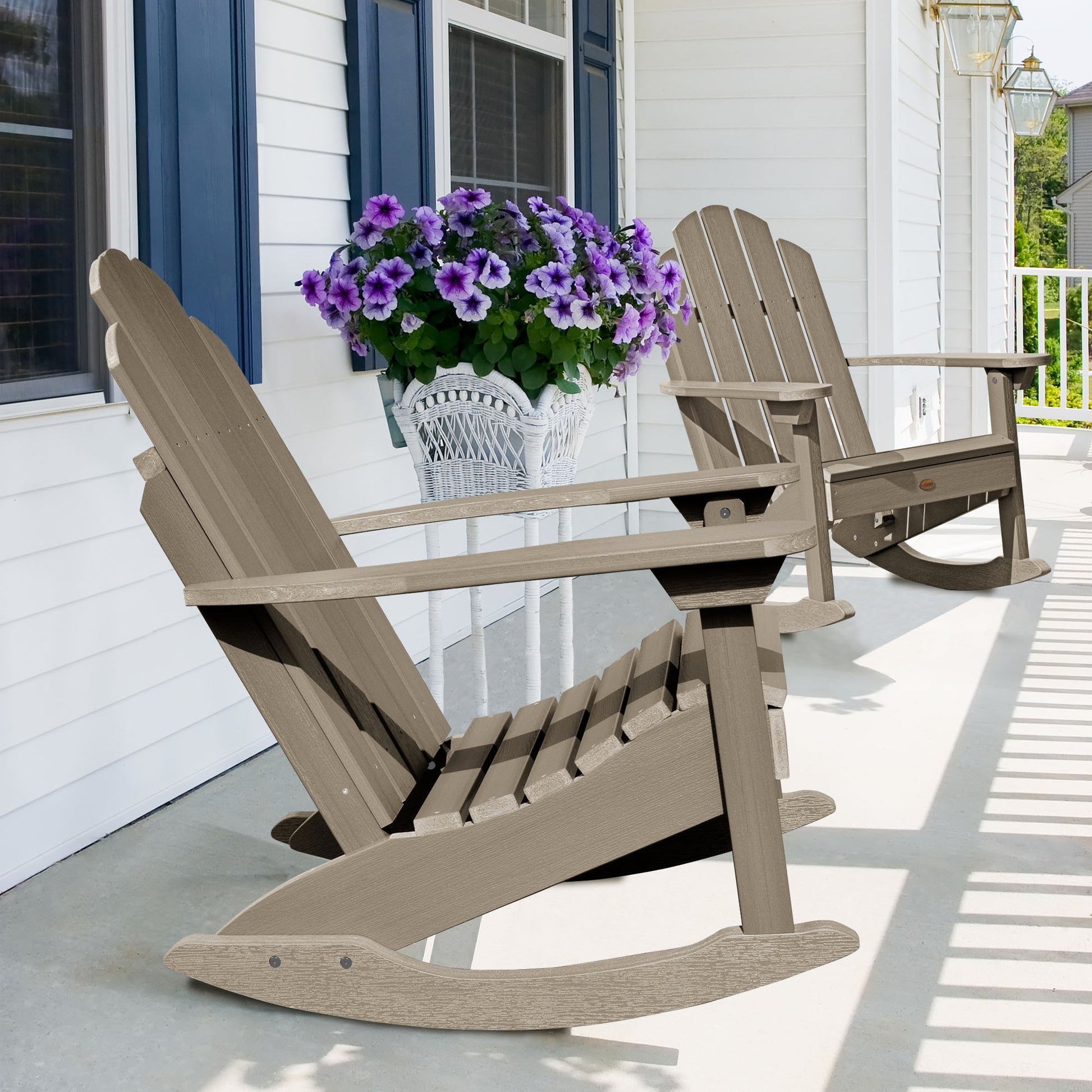 highwood The Westport Woodland Brown Poly-lumber Frame Rocking Chair with Slat Seat