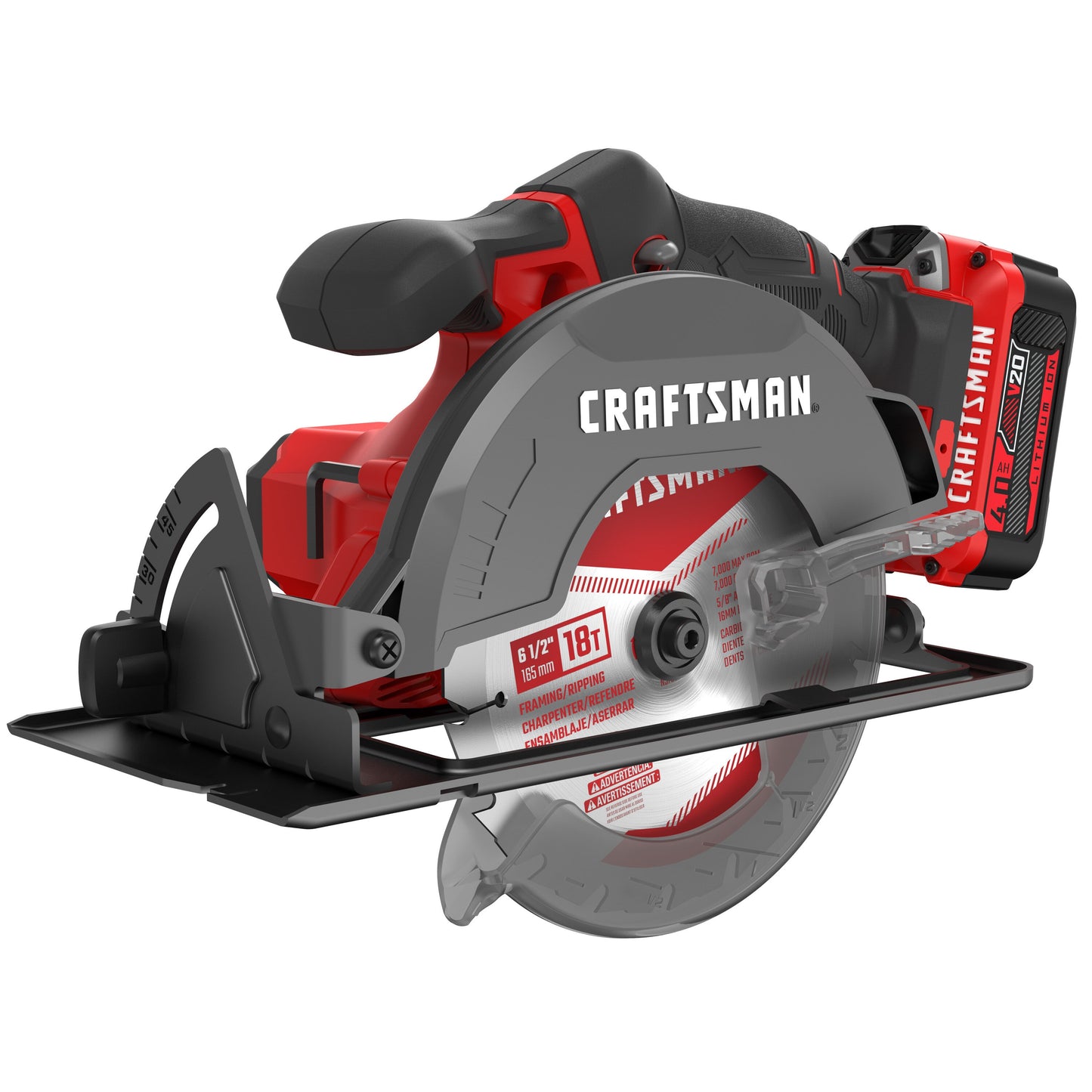 CRAFTSMAN V20 20-volt Max 6-1/2-in Cordless Circular Saw Kit (1-Battery & Charger Included) CMCS500M1