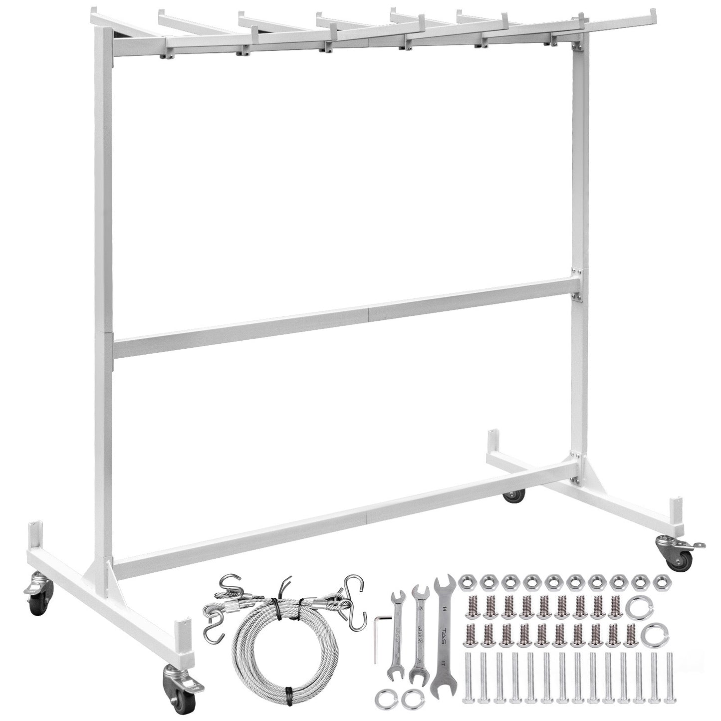 VEVOR Steel Folding Chair Cart with Wheels, 33-in x 66-in x 67.5-in, White - Holds up to 36 Plastic Folding Chairs, 750 lbs. Weight Capacity ZYTCBSG1C3LSNZY01V0