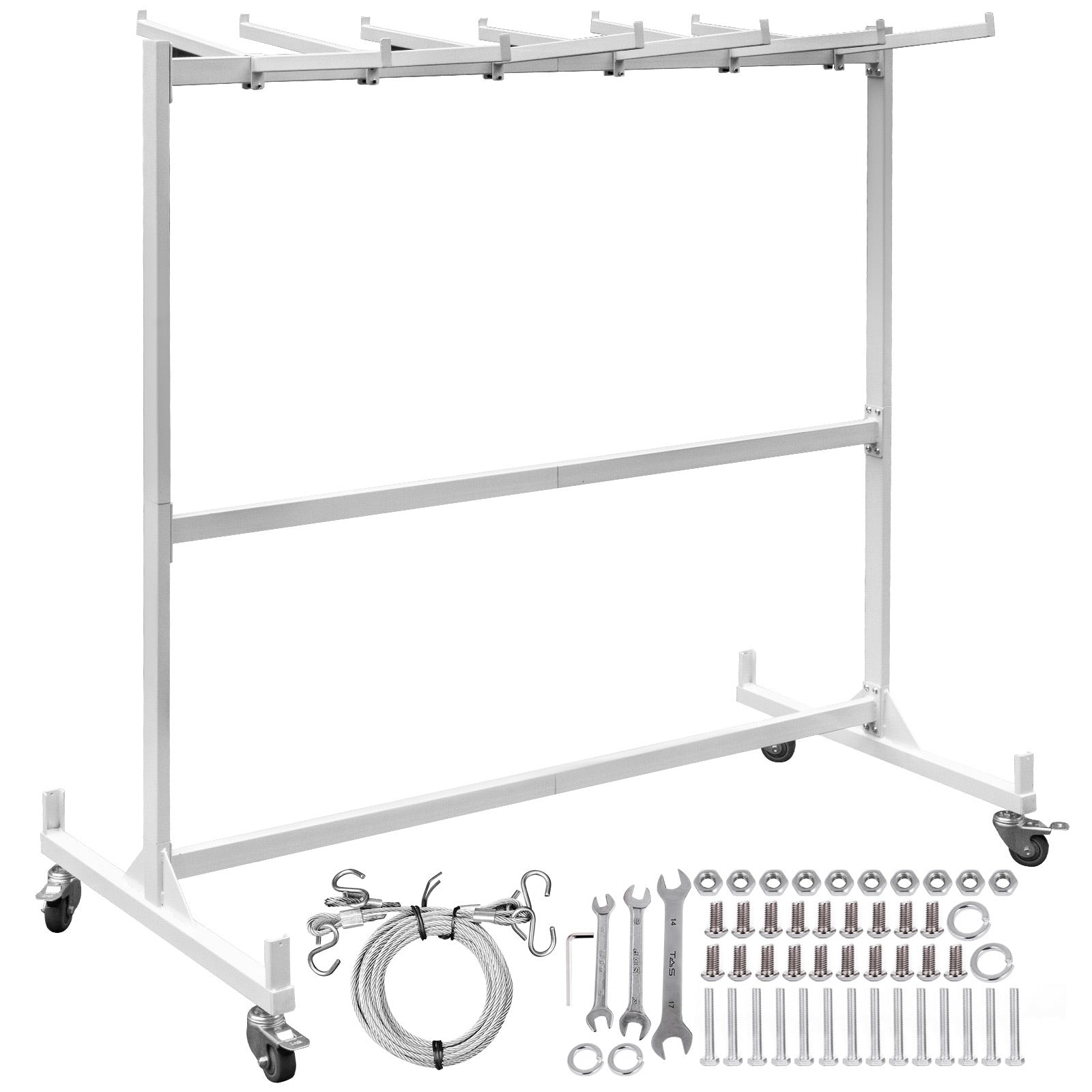 VEVOR Steel Folding Chair Cart with Wheels, 33-in x 66-in x 67.5-in, White - Holds up to 36 Plastic Folding Chairs, 750 lbs. Weight Capacity ZYTCBSG1C3LSNZY01V0