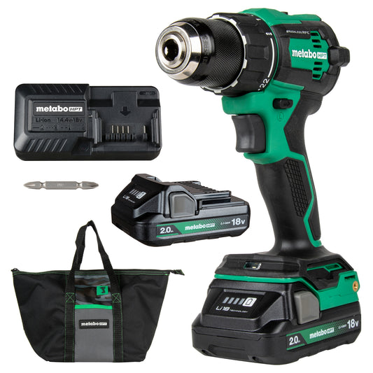 Metabo HPT 18-volt 1/2-in Keyless Brushless Cordless Drill (2-Batteries Included, Charger Included and Soft Bag included) DS18DEXM
