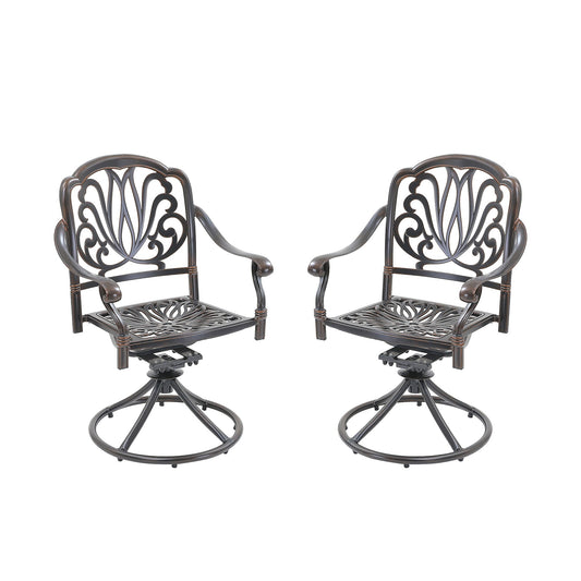 Clihome Swivel Dining Chairs Set of 2 Bronze Aluminum Frame Swivel Dining Chair with Solid Seat