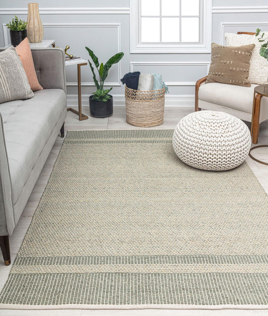 Rugs America Daphne 8 x 10 (ft) Wool Olive Rectangular Indoor Border Farmhouse/Cottage Area rug