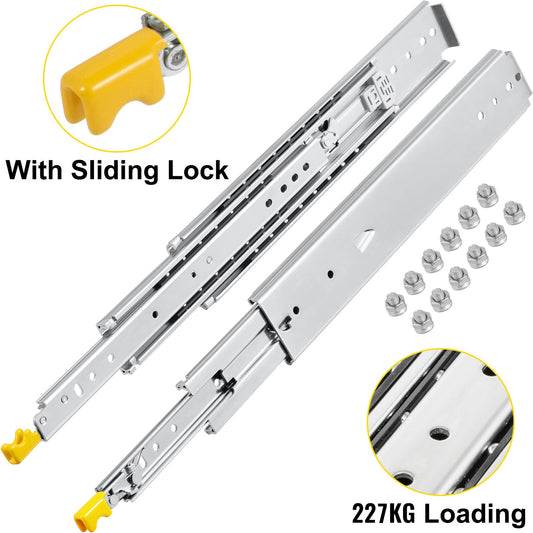 VEVOR 52-in Side Mount 500-lb Load Capacity Silver Drawer Slide (2-Pieces) SDSSSCTD52500AS51V0