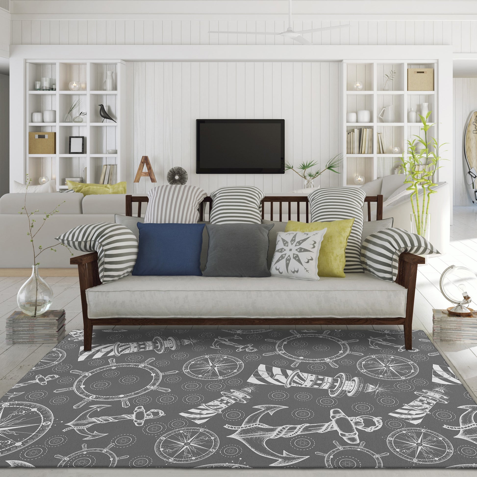Addison Rugs Harpswell 9 x 12 (ft) Loomed Gray Rectangular Indoor/Outdoor Tropical Area rug