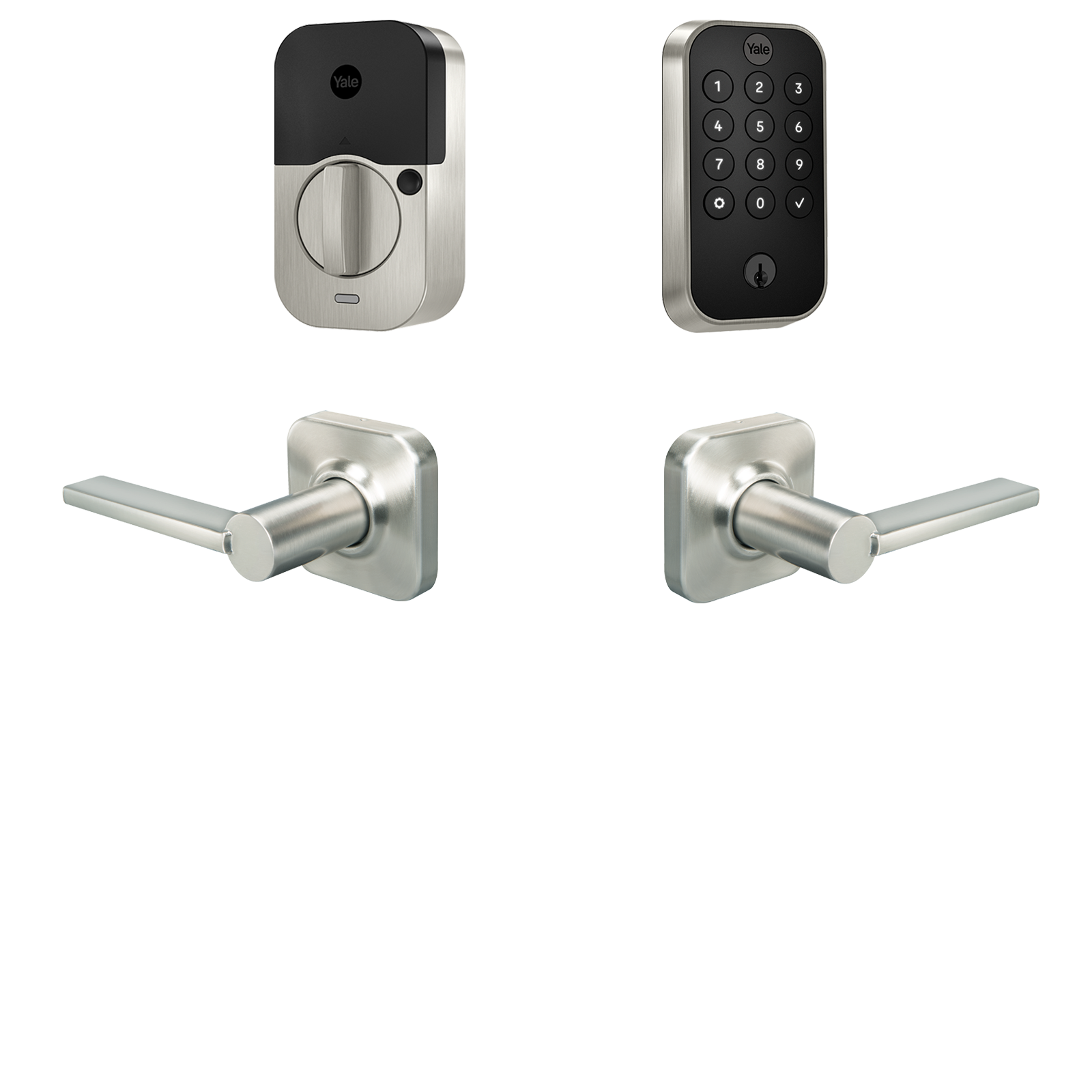 Yale Assure Lock 2 Valdosta Bundle Satin Nickel Smart Lock Electronic Deadbolt and Handleset with Wifi Bluetooth Keypad B-YRD410-WF1-VL-619