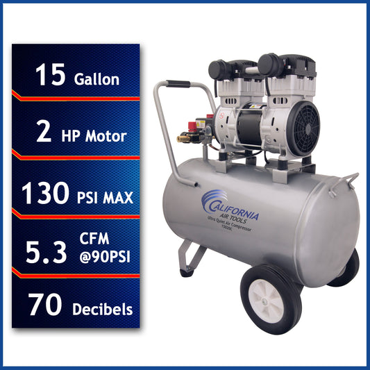 California Air Tools 15-Gallon Portable Electric 125 PSI Horizontal Air Compressor CAT-15020C