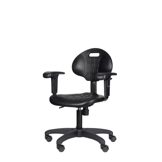 Hampden Furnishings Romulus Rolling Work Seat with Polyurethane Seat, Adjustable Height, 300 lbs. Weight Capacity, Black HMD6700A-A