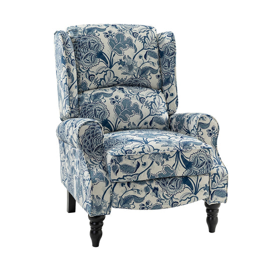 14 Karat Home Blue Polyester Upholstered Powered Reclining Recliner