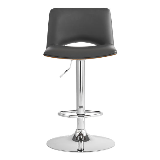 Armen Living Walnut 2426.0-Inches H Adjustable Height Tall Bucket seat Upholstered Swivel Metal Bar Stool and Back