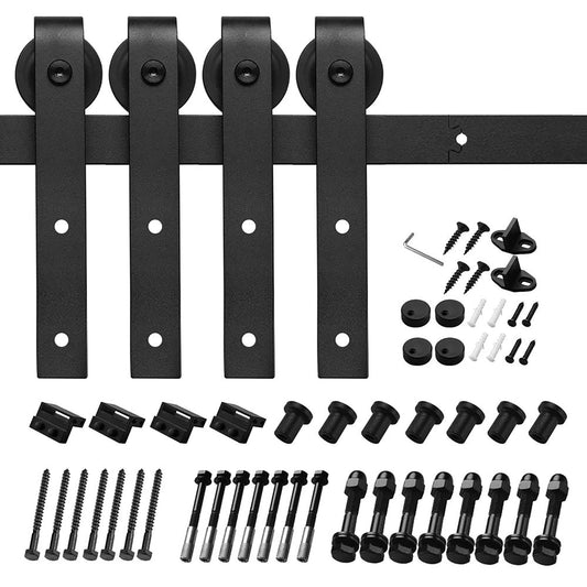 Clihome 52-in Matte Black Indoor/Outdoor J-strap Double Barn Door Handle X0020PCL33-LTC