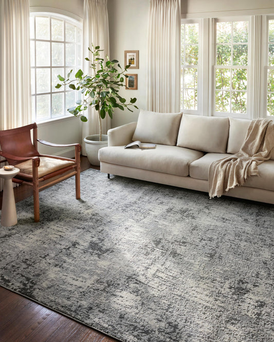 Loloi II Austen 7 x 9 (ft) Loomed PEBBLE / CHARCOAL Rectangular Indoor Distressed/Overdyed Persian Area rug