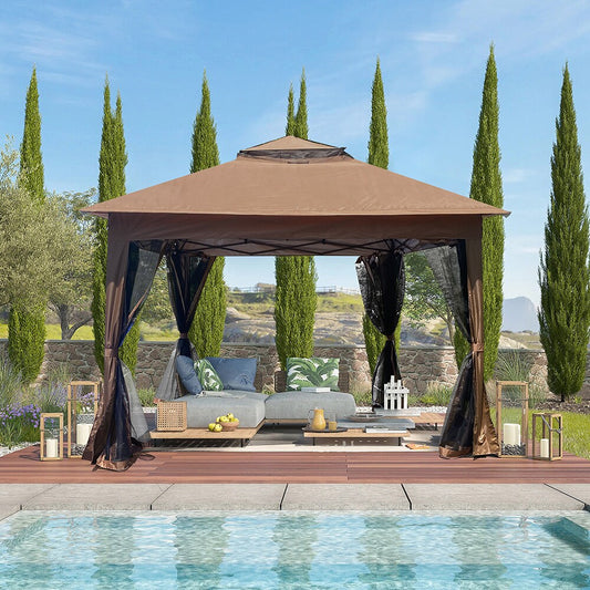 Topcraft 11-ft x 11-ft Brown Square Pop-up Soft top Roof (Screen Included)