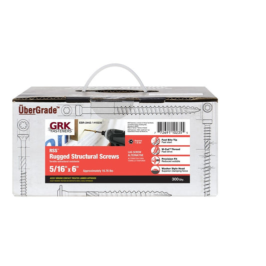 GRK 5/16-in x 6-in Double-barrier Lag Screw Alternative RSS Exterior Wood Screws (300-Per Box) 10235