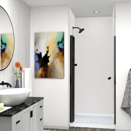 Transolid Matte Black 24-1/2-in to 25-1/2-in W x 70-in H Frameless Clear Glass Pivot Shower door