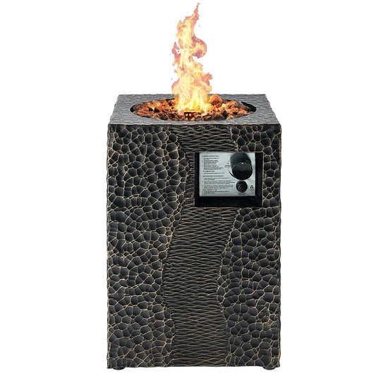 BABOOM Outdoor Propane Fire Pit 16-in W Black Portable Steel Square Tabletop Liquid propane Fire pit