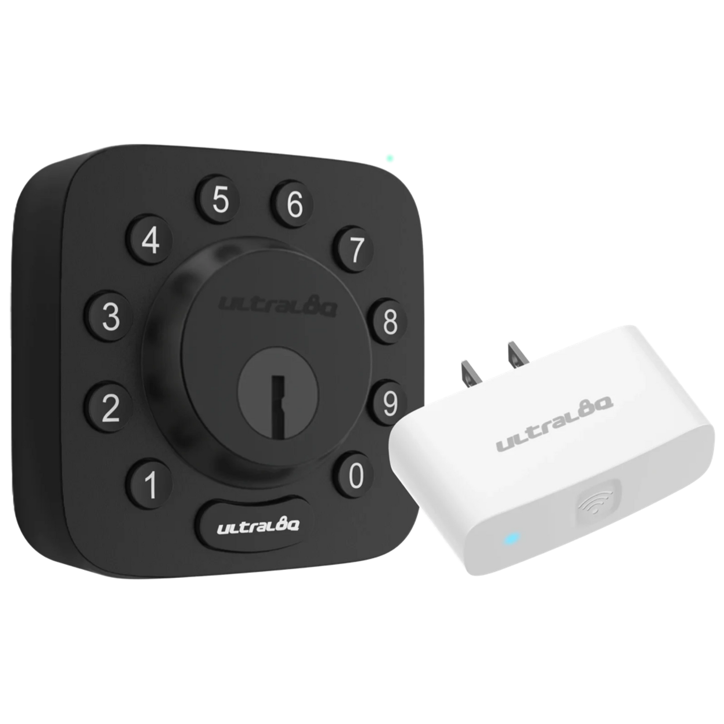 Ultraloq Modern Black Single Cylinder Deadbolt with WiFi Bridge Adapter - Grade 1 Security, Adjustable Backset, Traditional Re-Key Technology U-BOLT-BK-UB01-B