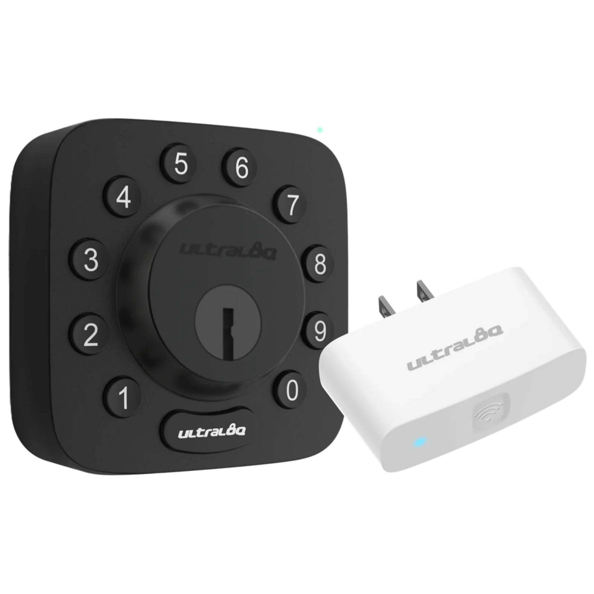 Ultraloq Modern Black Single Cylinder Deadbolt with WiFi Bridge Adapter - Grade 1 Security, Adjustable Backset, Traditional Re-Key Technology U-BOLT-BK-UB01-B