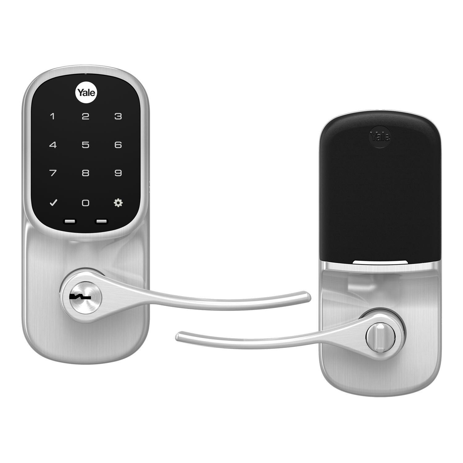 Yale Assure Lock Smart Lever Satin Nickel Smart Lock Electronic Handleset with Wifi Bluetooth Touchscreen Keypad YRL226-WF1-619