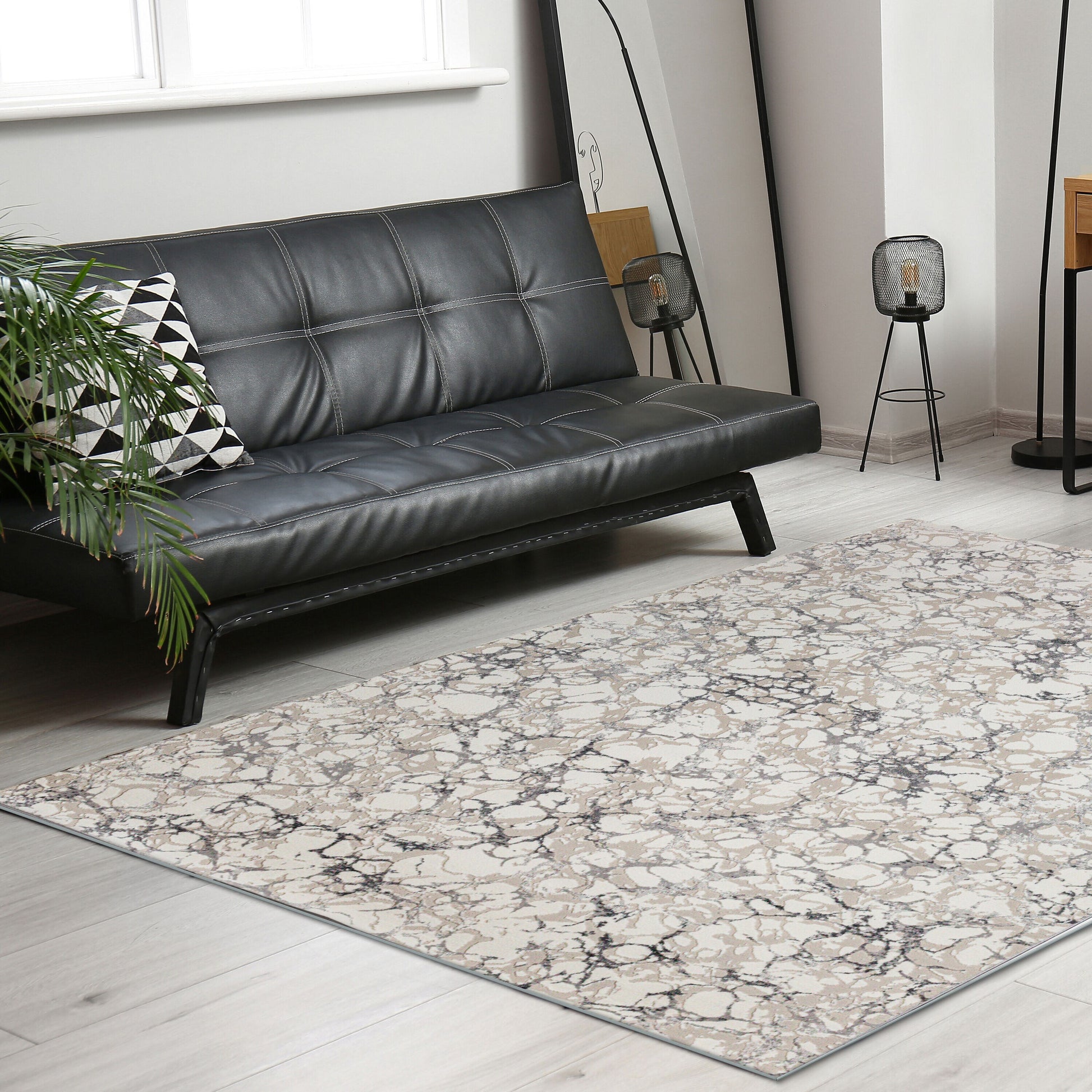 Radici USA Livigno 8 x 10 (ft) Loomed Polypropylene Grey Rectangular Indoor Abstract Mid-Century Modern Area rug
