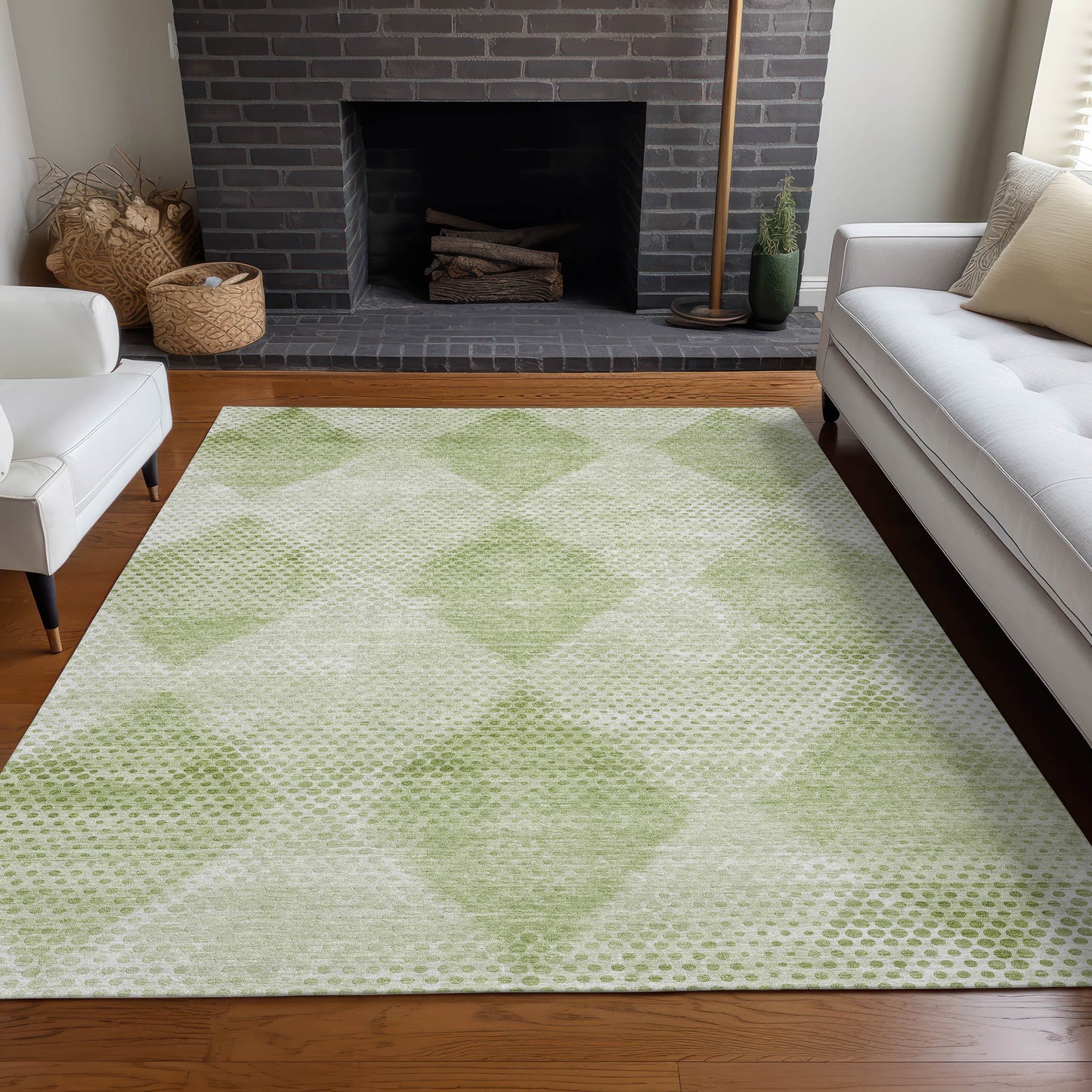 Addison Rugs Chantille 10 x 14 (ft) Mint Rectangular Indoor/Outdoor Abstract Mid-Century Modern Machine washable Area rug