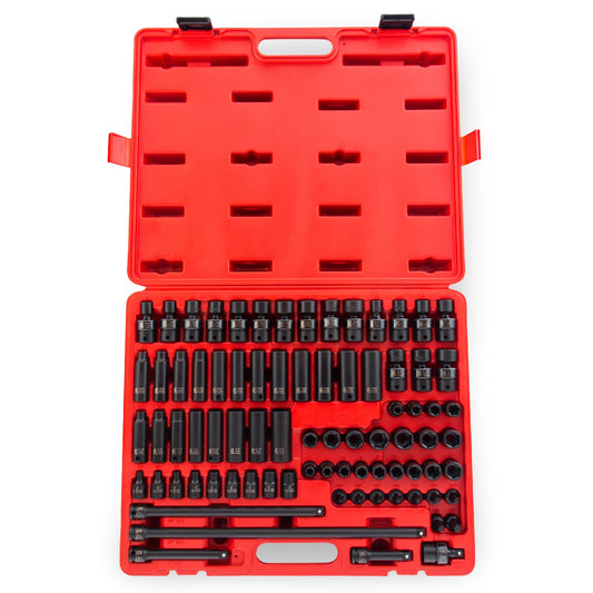 SUNEX TOOLS 80-Piece Standard (SAE) and Metric 3/8-in Drive Set 6-point Impact Socket Set 3580