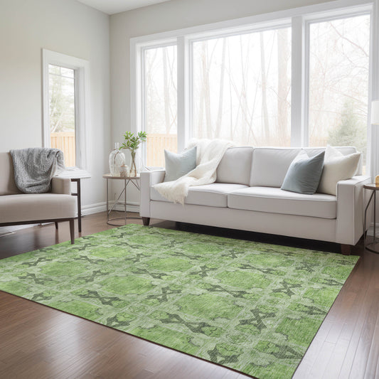 Addison Rugs Chantille ACN564GE 10 x 14 (ft) Green Rectangular Indoor/Outdoor Geometric Machine washable Area rug