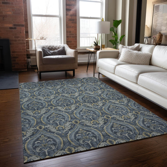 Addison Rugs Chantille ACN572BU 9 x 12 (ft) Blue Rectangular Indoor/Outdoor Abstract Machine washable Area rug