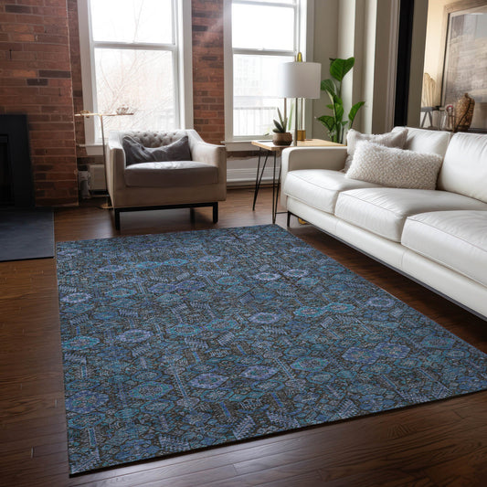 Addison Rugs Chantille ACN574TE 9 x 12 (ft) Teal Rectangular Indoor/Outdoor Geometric Bohemian/Eclectic Machine washable Area rug