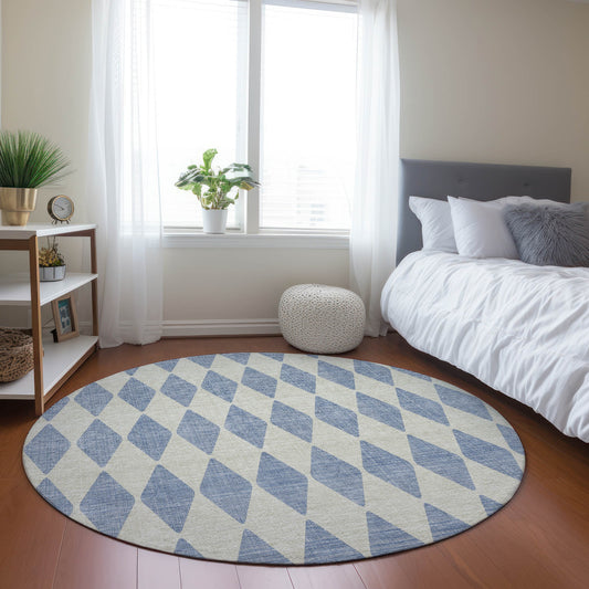 Addison Rugs Chantille ACN578SK 8 x 8 (ft) Sky Round Indoor/Outdoor Geometric Machine washable Area rug