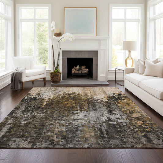 Addison Rugs Chantille ACN581BR 8 x 10 (ft) Brown Rectangular Indoor/Outdoor Ikat Machine washable Area rug