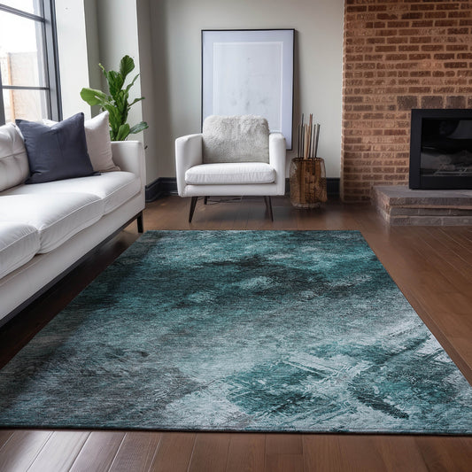 Addison Rugs Chantille ACN590TE 8 x 10 (ft) Teal Rectangular Indoor/Outdoor Geometric Machine washable Area rug