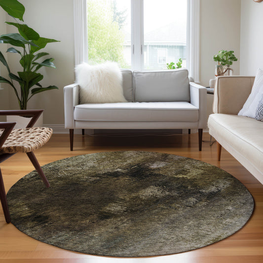 Addison Rugs Chantille ACN590CH 8 x 8 (ft) Chocolate Round Indoor/Outdoor Abstract Machine washable Area rug