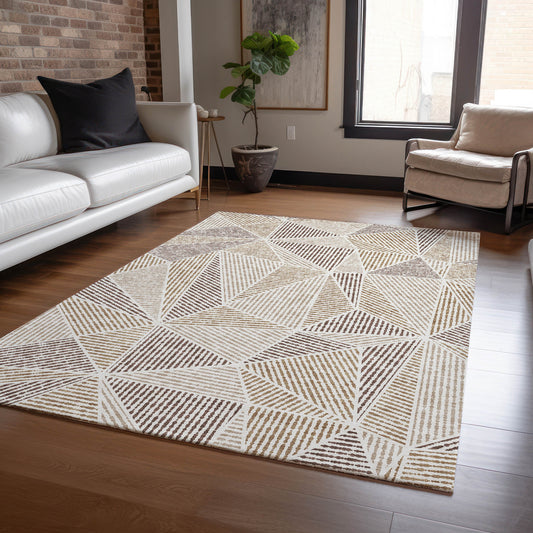 Addison Rugs Chantille ACN618BR 9 x 12 (ft) Brown Rectangular Indoor/Outdoor Geometric Machine washable Area rug