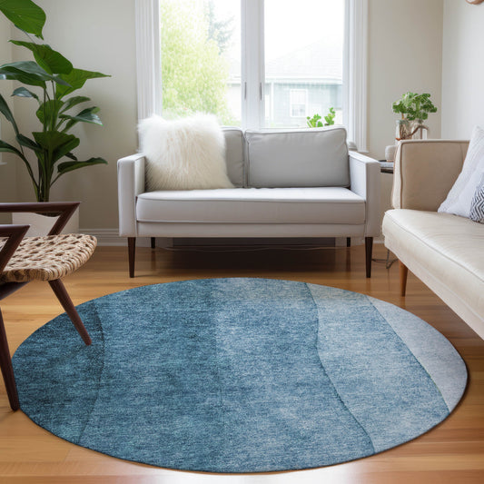 Addison Rugs Chantille ACN625BU 8 x 8 (ft) Blue Round Indoor/Outdoor Geometric Machine washable Area rug