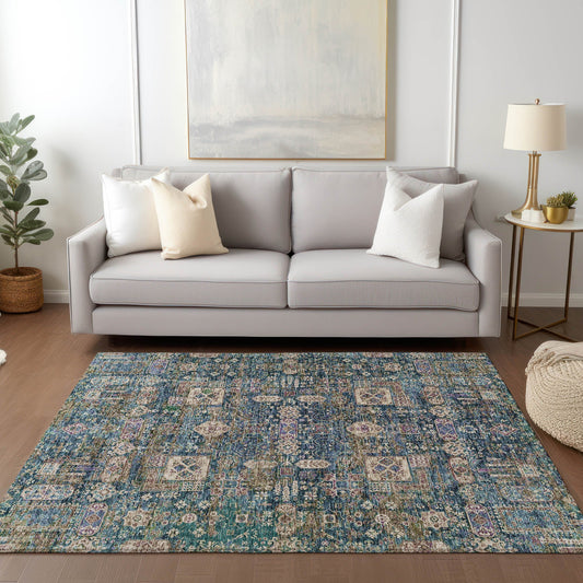 Addison Rugs Chantille ACN637GE 8 x 10 (ft) Green Rectangular Indoor/Outdoor Geometric Machine washable Area rug