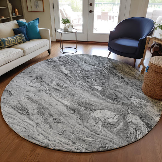 Addison Rugs Chantille ACN640GY 8 x 8 (ft) Gray Round Indoor/Outdoor Geometric Machine washable Area rug