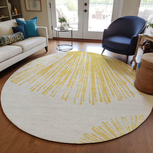 Addison Rugs Chantille ACN642GO 8 x 8 (ft) Gold Round Indoor/Outdoor Geometric Machine washable Area rug