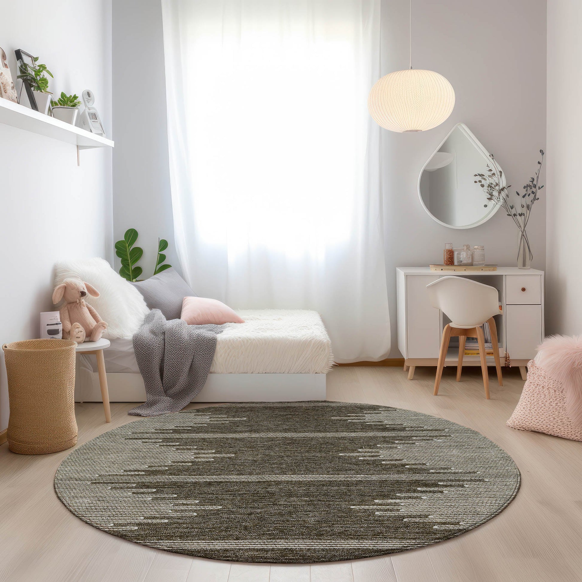 Addison Rugs Chantille ACN647CF 8 x 8 (ft) Coffee Round Indoor/Outdoor Geometric Machine washable Area rug
