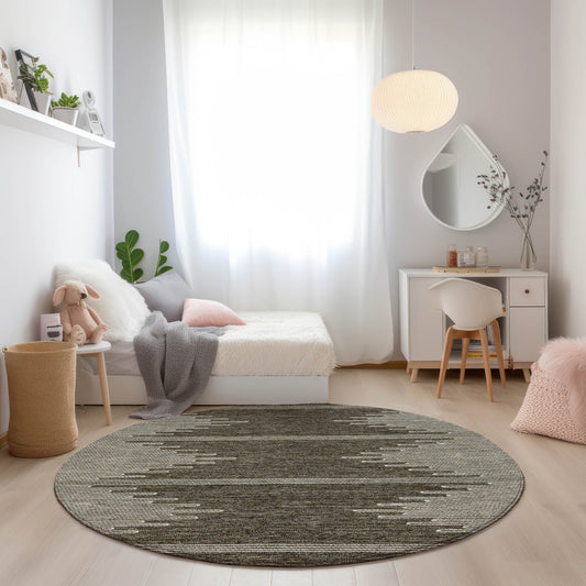 Addison Rugs Chantille ACN647CF 8 x 8 (ft) Coffee Round Indoor/Outdoor Geometric Machine washable Area rug