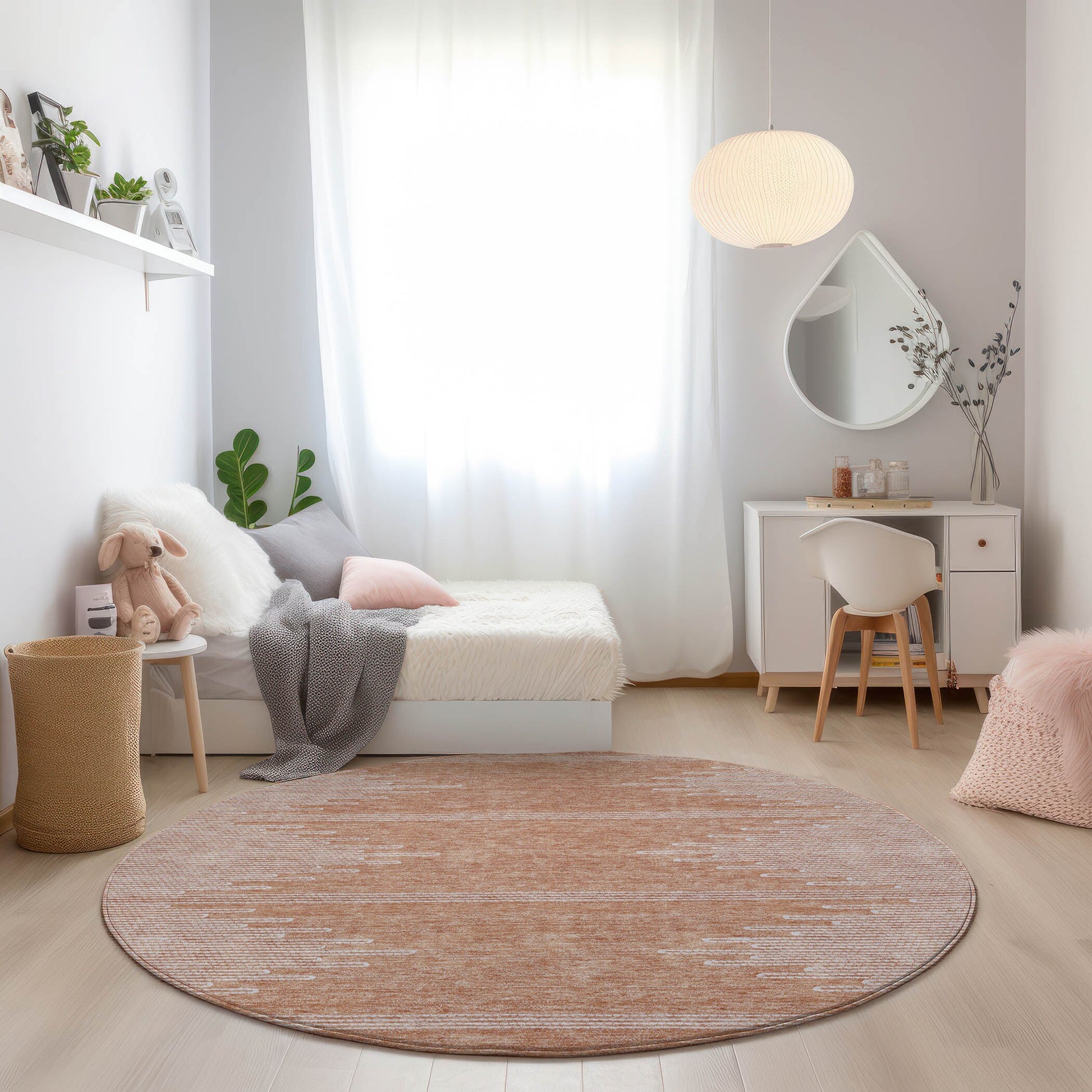 Addison Rugs Chantille ACN647SM 8 x 8 (ft) Salmon Round Indoor/Outdoor Geometric Machine washable Area rug