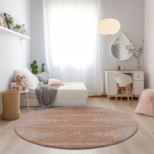 Addison Rugs Chantille ACN647SM 8 x 8 (ft) Salmon Round Indoor/Outdoor Geometric Machine washable Area rug