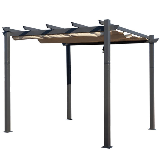 Kozyard Pergolas 10-ft W x 10-ft L x 8-ft H Beige Metal Freestanding Pergola with Canopy